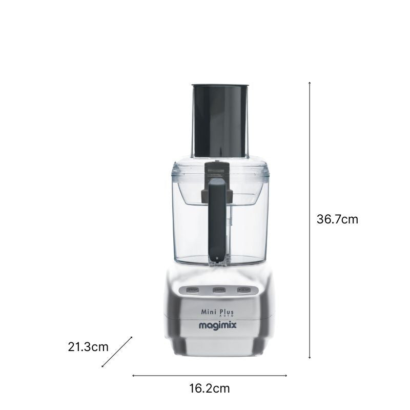 Vue de face du Mini Plus chrome mat et ses dimensions