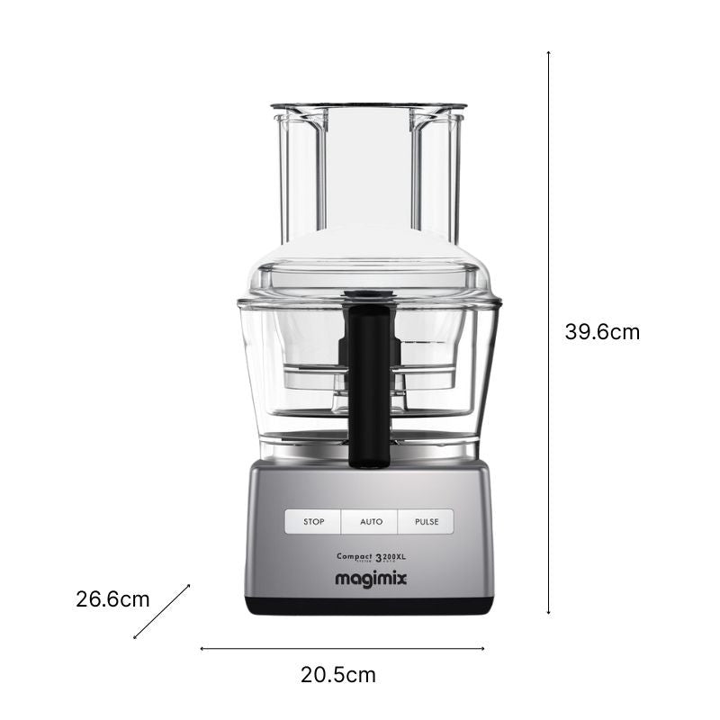 Vue de face du robot multifonction CS 3200 XL chrome mat et ses dimensions