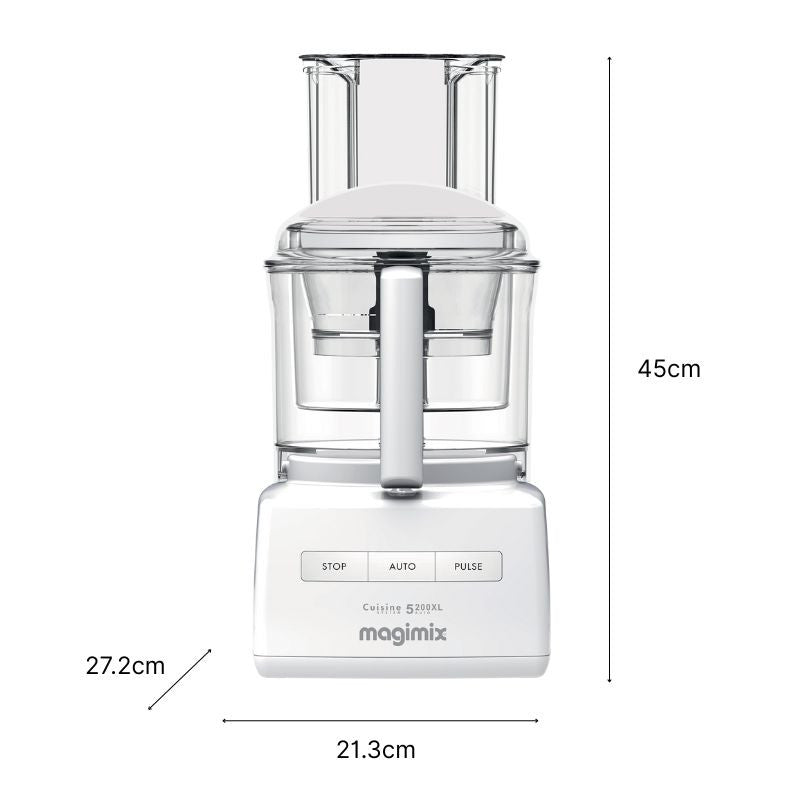 Vue de face du robot multifonction CS 5200 XL premium blanc et ses dimensions