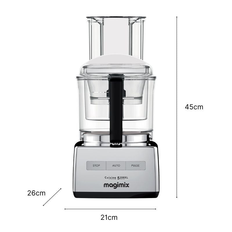 Vue de face du robot multifonction CS 5200 XL premium chrome brillant et ses dimensions