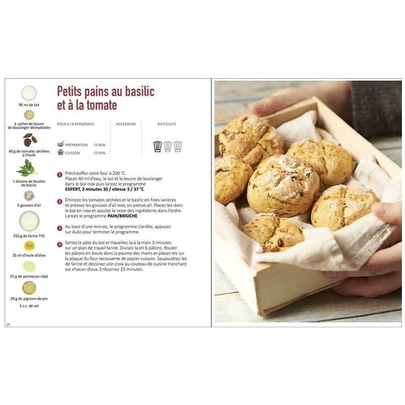 Recette des petits pains au basilic et à la tomate - Livre Pains, brioches et viennoiseries