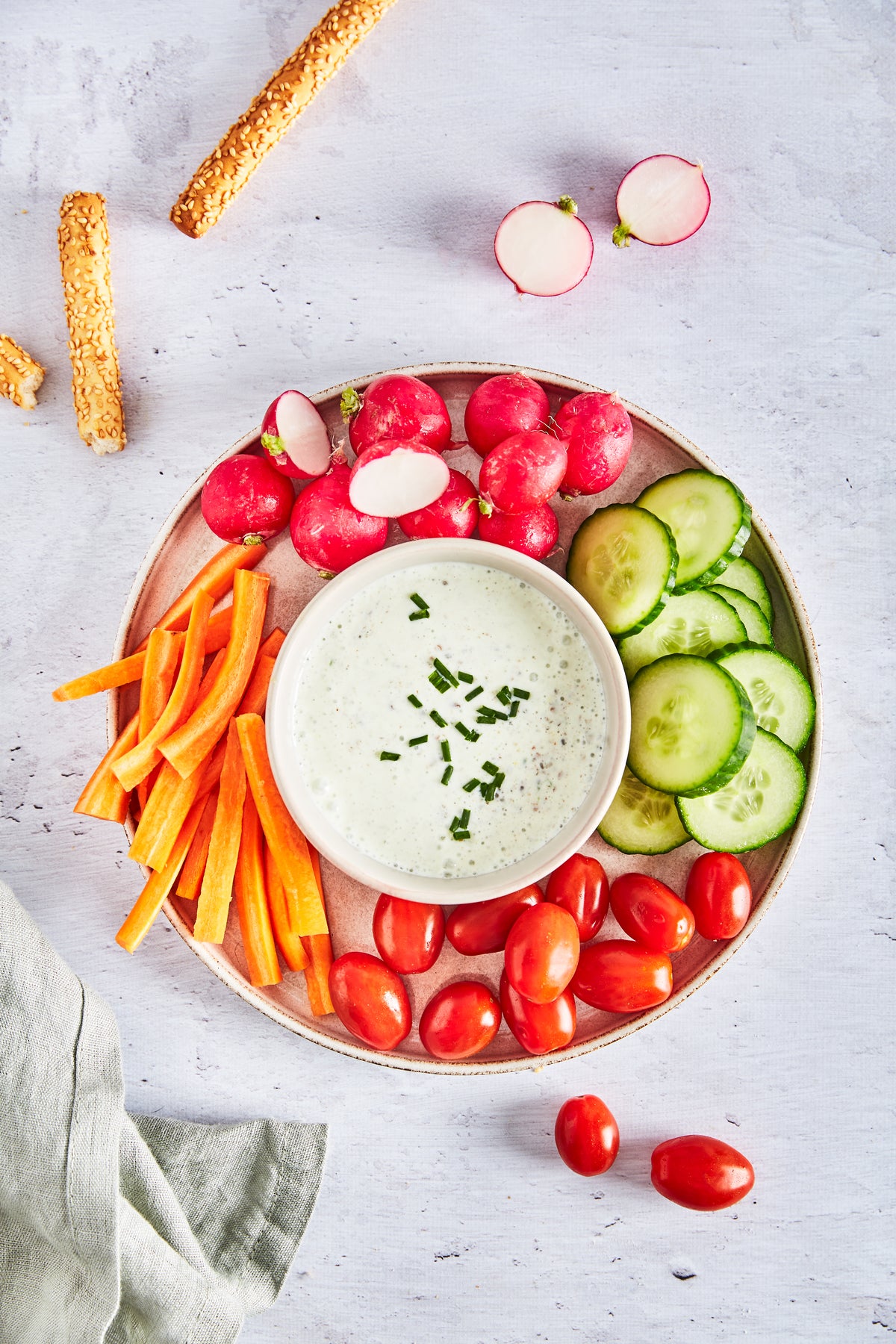 Dip croquant et petits légumes