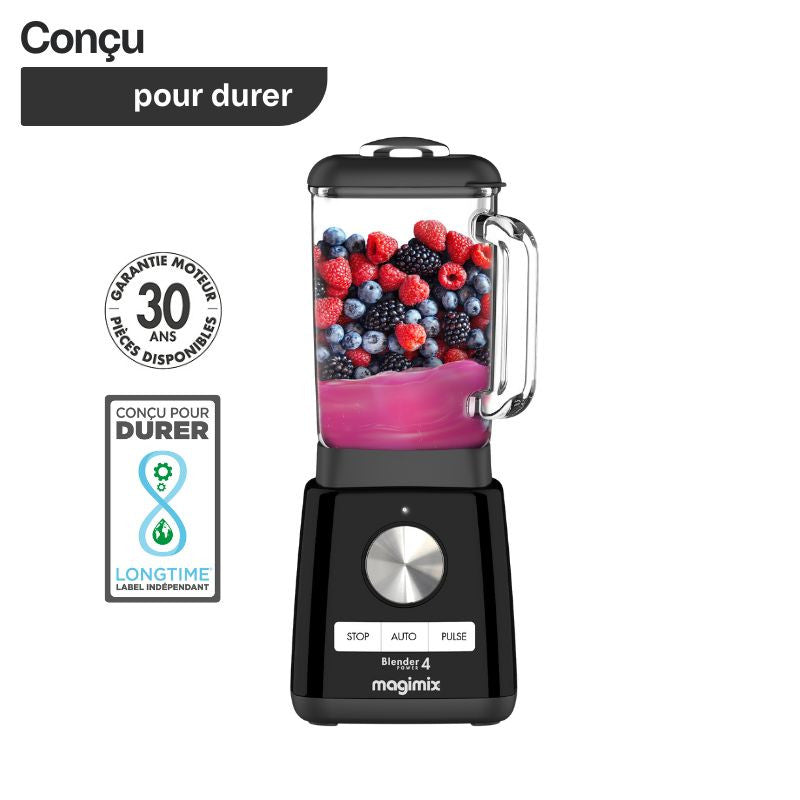 Blender Power 4 noir conçu pour durer, avec 30 ans de garantie moteur