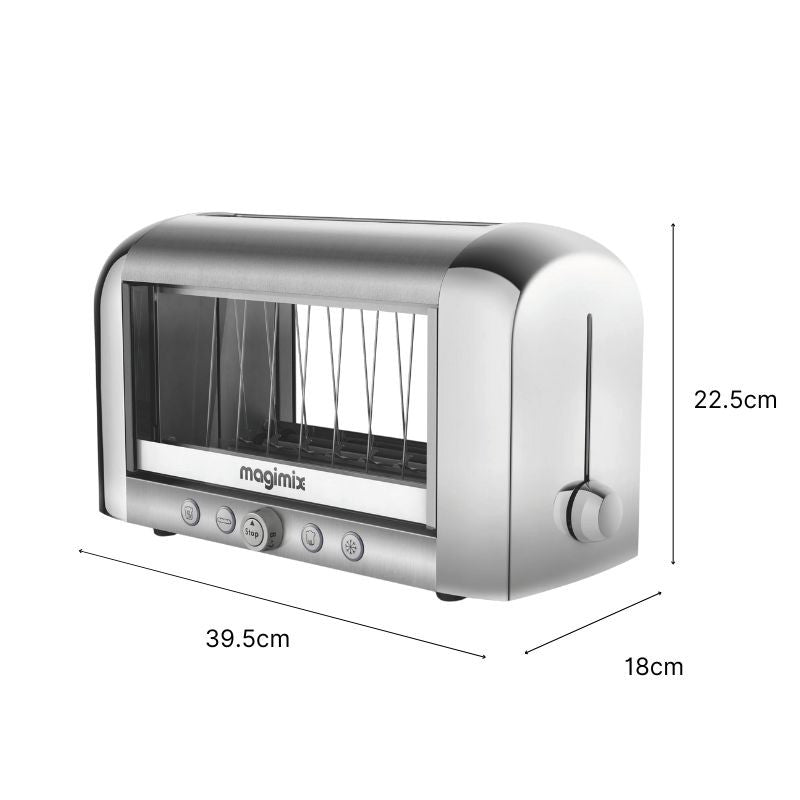 Toaster Vision chrome mat et ses dimensions