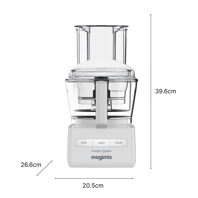 Vue de face du robot multifonction CS 3200 XL blanc et ses dimensions